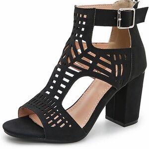Elegant Black Women's Heeled Sandals